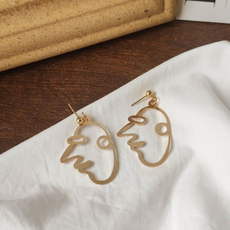 22 Styles Girl Face Abstract Line Drop Earrings Women Party Wedding Jewelry