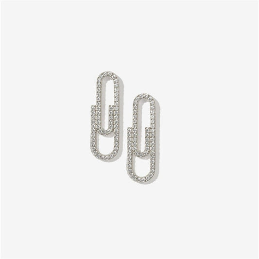 1pair Silvery Paper Clip Earrings Fashion Women Summer Party Jewelry Girls Gifts