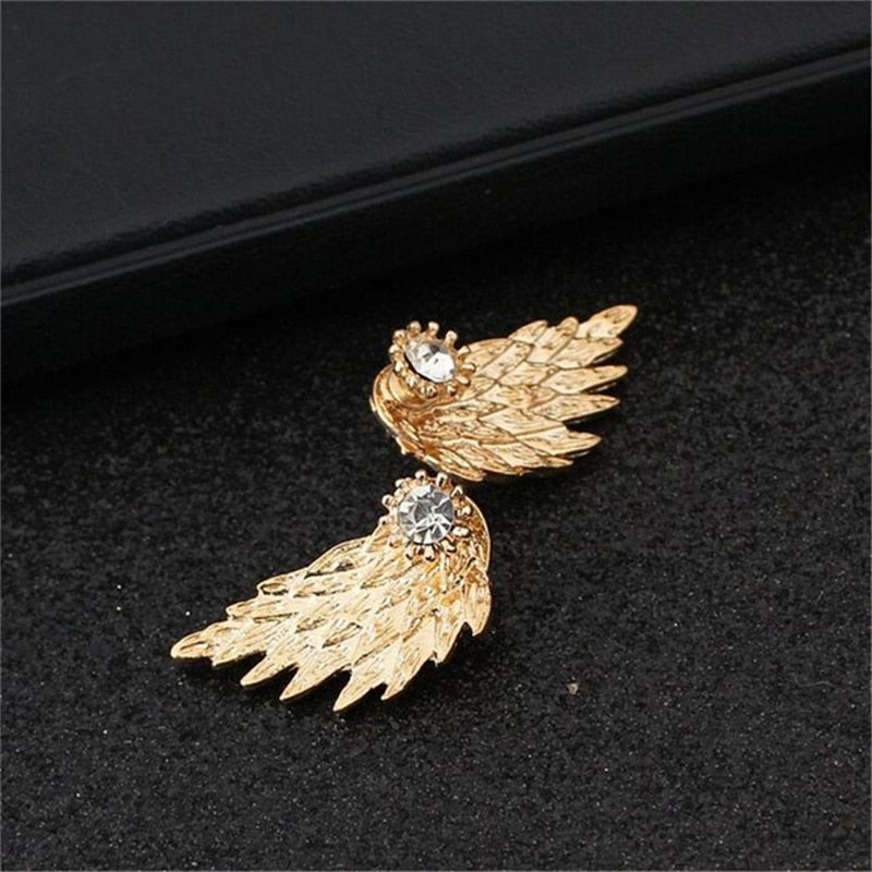 Gold-colored Wings Stud Earrings Women Fashion Jewelry Party Wedding Earrings