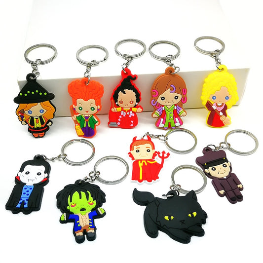 10 Styles PVC Cute Witch cartoon figure key holder magic anime keychains charms