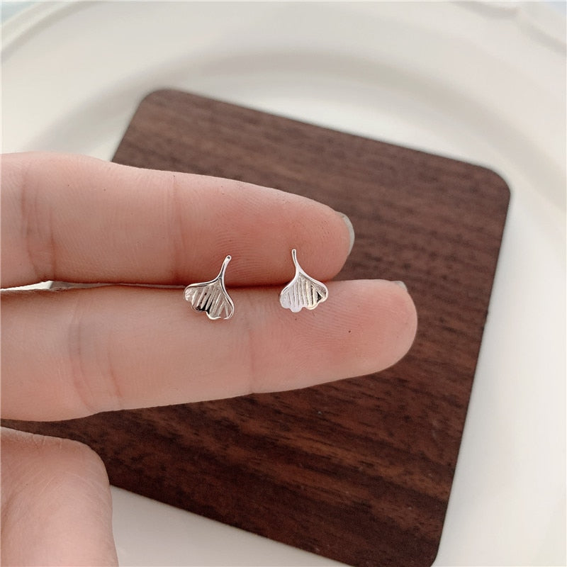 Ginkgo Leaf Stainless Steel Mini Stud Earring Ear Piercing Modern Jewelry