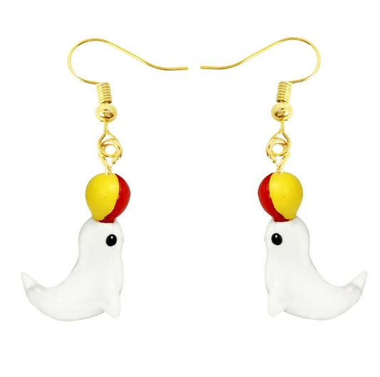 Sea Lion Drop Earrings Cartoon Art Women Party Jewelry Ear Fashion Pendant