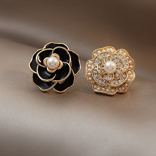 Two Color Flower Stud Earrings Luxury Wedding Party Fashion Jewelry Gift