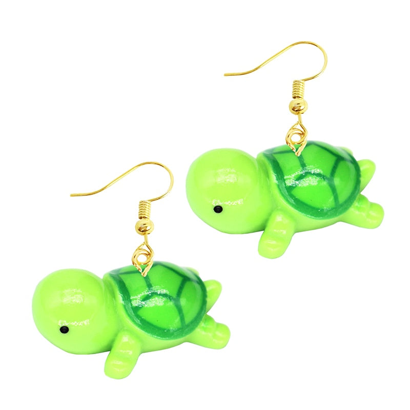 Baby Turtle Resin Animal Drop Earrings Women Creativity Jewelry Cute Earring