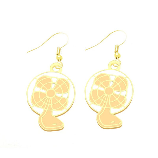 Portable Fan Drop Earrings Cartoon Art Women Party Jewelry Ear Fashion Pendant