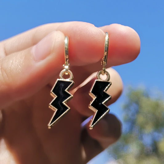 Black Lightning Drop Earrings Women Fashion Creative Art Cute Stylish Jewelry