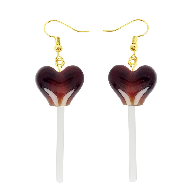 Resin Lollipop Chocolate Drop Earrings Women Art Fashion Cartoon Earrings