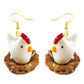 Chicken Nest Drop Earrings Cartoon Art Women Party Jewelry Ear Fashion Pendant