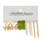 5 Pairs Faux Pearl Metal Green Hoop Earrings Set Fashion Women Summer Party