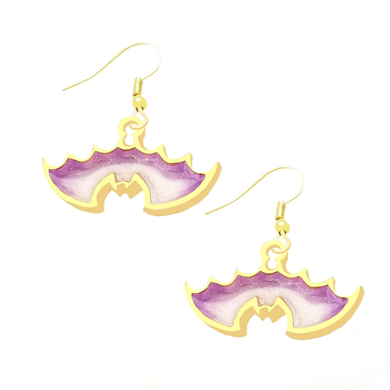 Purple Bat Drop Earrings Cartoon Ear Pendants Accessories Women Art Jewelry