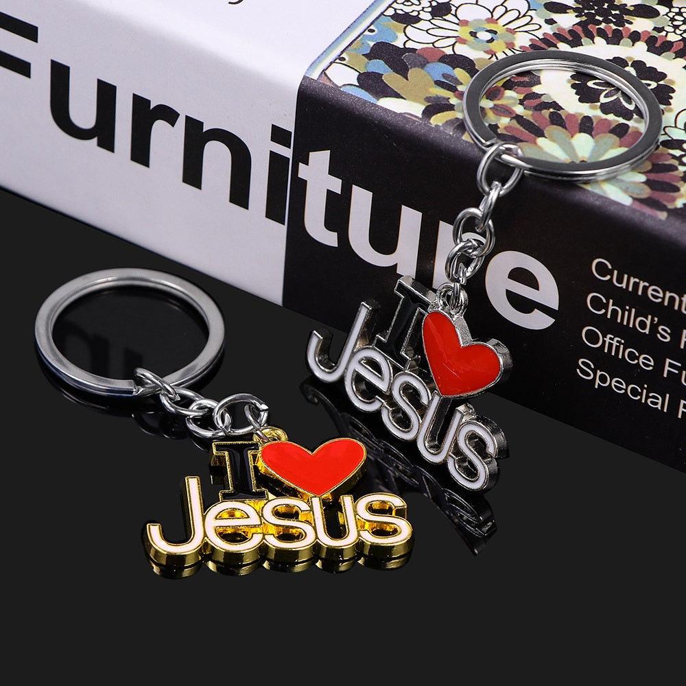 I Love Jesus Dripping Oil Keychains Creative Keyholder Christian Gifts Key Chain