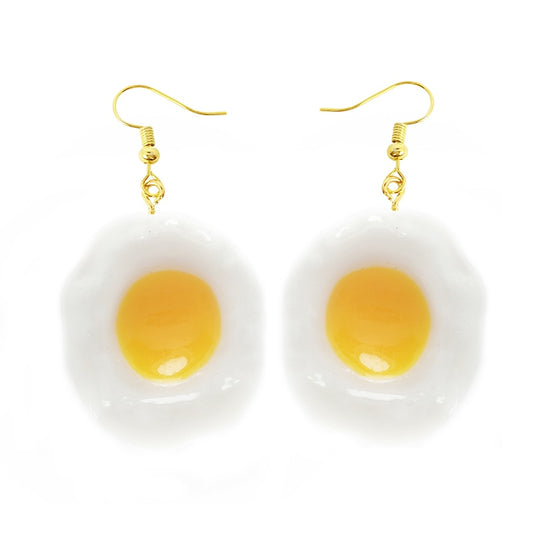 Resin Fried Egg Drop Earrings Women Art Fashion Cartoon Earrings Creative