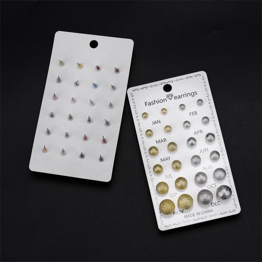 12 Pairs Creative Silver and Gold Color Design Stud Earrings Women Gift Wedding