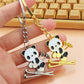 1pcs Keychain Metal Cute Ski Panda Shape Keyring Ladies Bag Ornaments