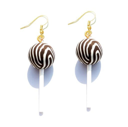 Black Pattern Round Spin Resin Lollipop Drop Earrings Cartoon Ear Pendants