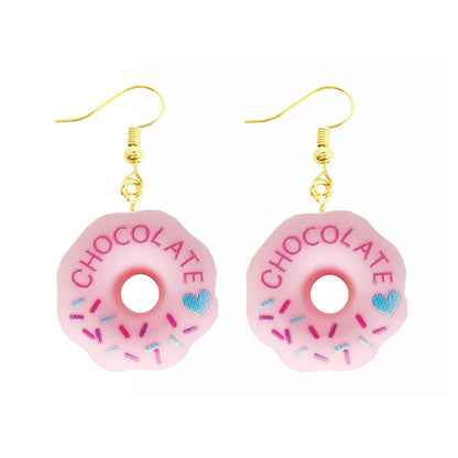 Light pink Donut Resin Drop Earrings Women Creativity Jewelry Cute Earring Girls