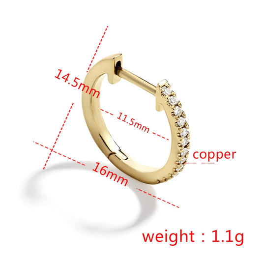 1pc Rhinestone Hoop Ear Piercing Earrings Women Girl Fashion Trendy Jewelry