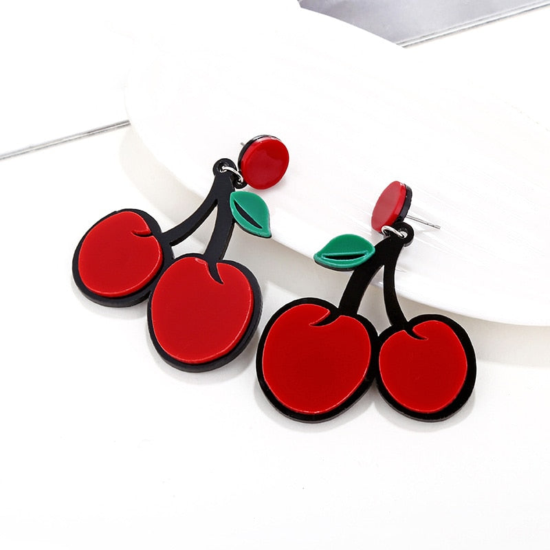 12 Styles Watermelon Lemon Strawberry Cherry Dangle Earrings Cartoon Ear