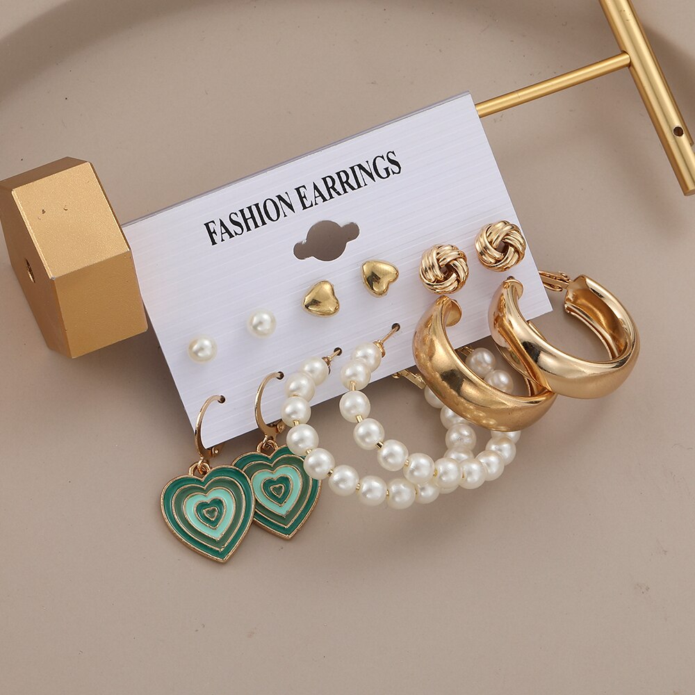 6 Pairs Mini Stud and Hoop Earrings Set Fashion Women Summer Party Jewelry Girls