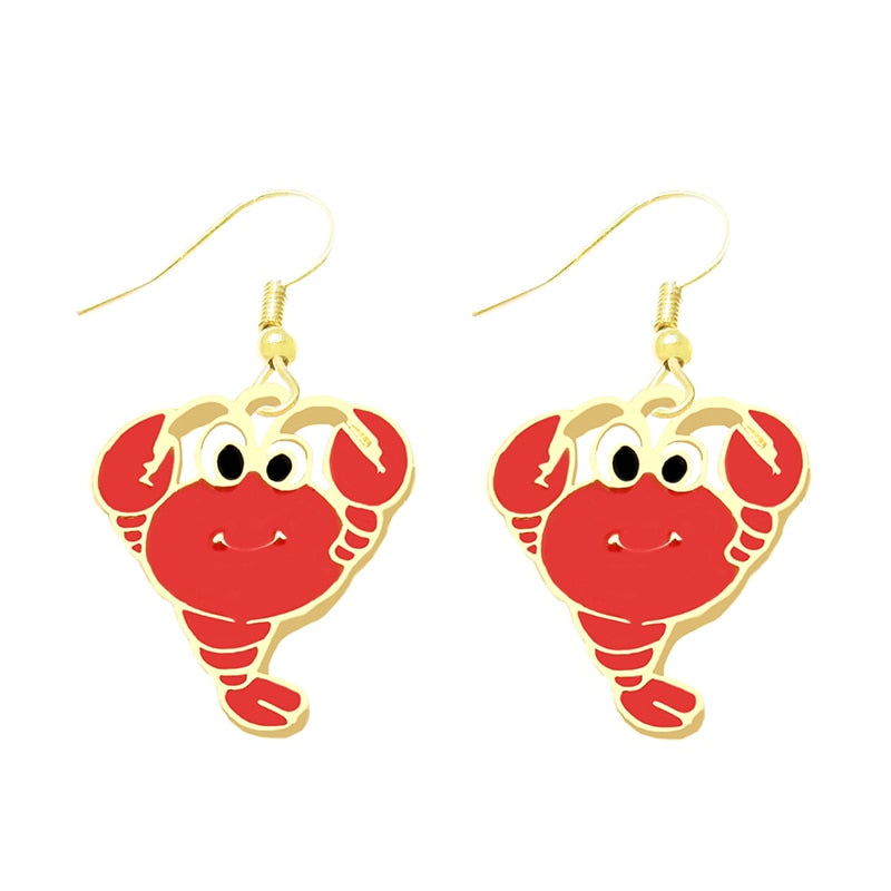 Lobster Drop Earrings Cartoon Ear Pendants Accessories Women Art Jewelry