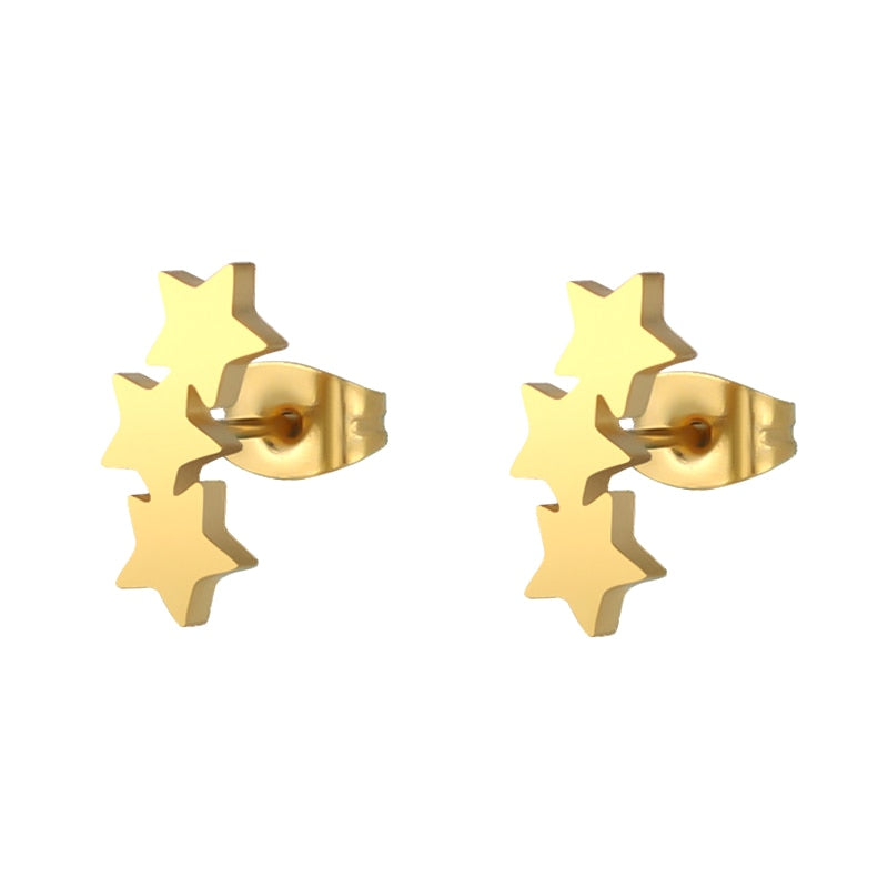 Long Star Earrings Stainless Steel Stud Earrings Starfish Gold earrings Big Star