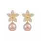 Rhinestone Flower Faux Pearl Stud Earrings for Women Girls Ear Studs Jewelry