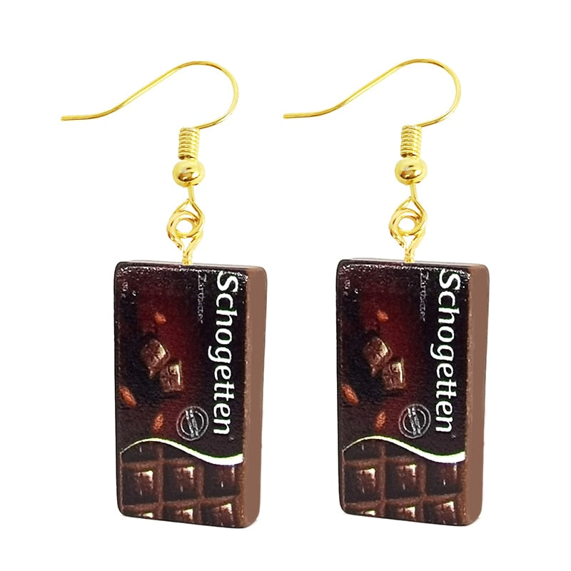 Resin Funny Food Chocolate Drop Earrings Women Creativity Jewelry Cute Earring