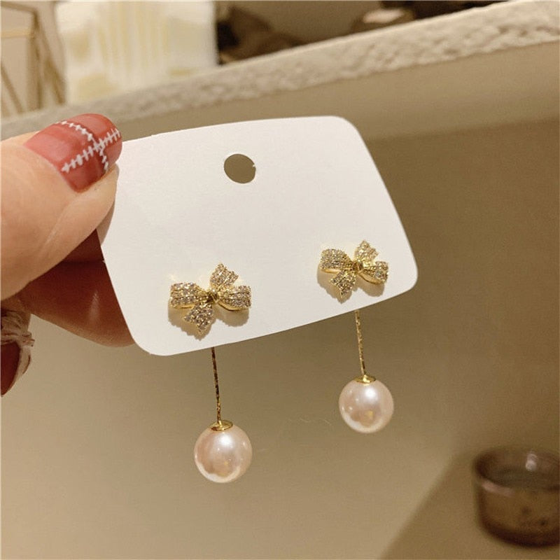 Pearl Pendant Drop Earrings Women Girl Party Gift Fashion Ear Jewelry