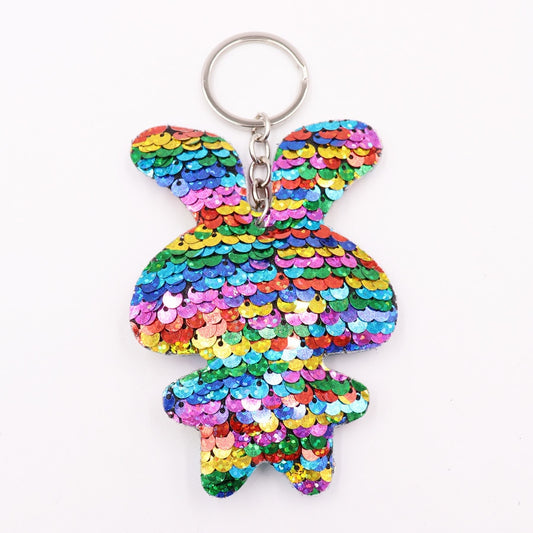 Colorful Rabbit Sequin Keychain Sparkling Love Keyring Women Shoulder Bag Mobile