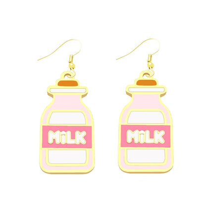 Milk Bottle Drop Earrings Cartoon Ear Pendants Accessories Women Art Jewelry