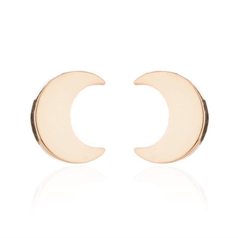 Gold-colored Moon Shape Stainless Steel Mini Stud Earring Ear Piercing Modern