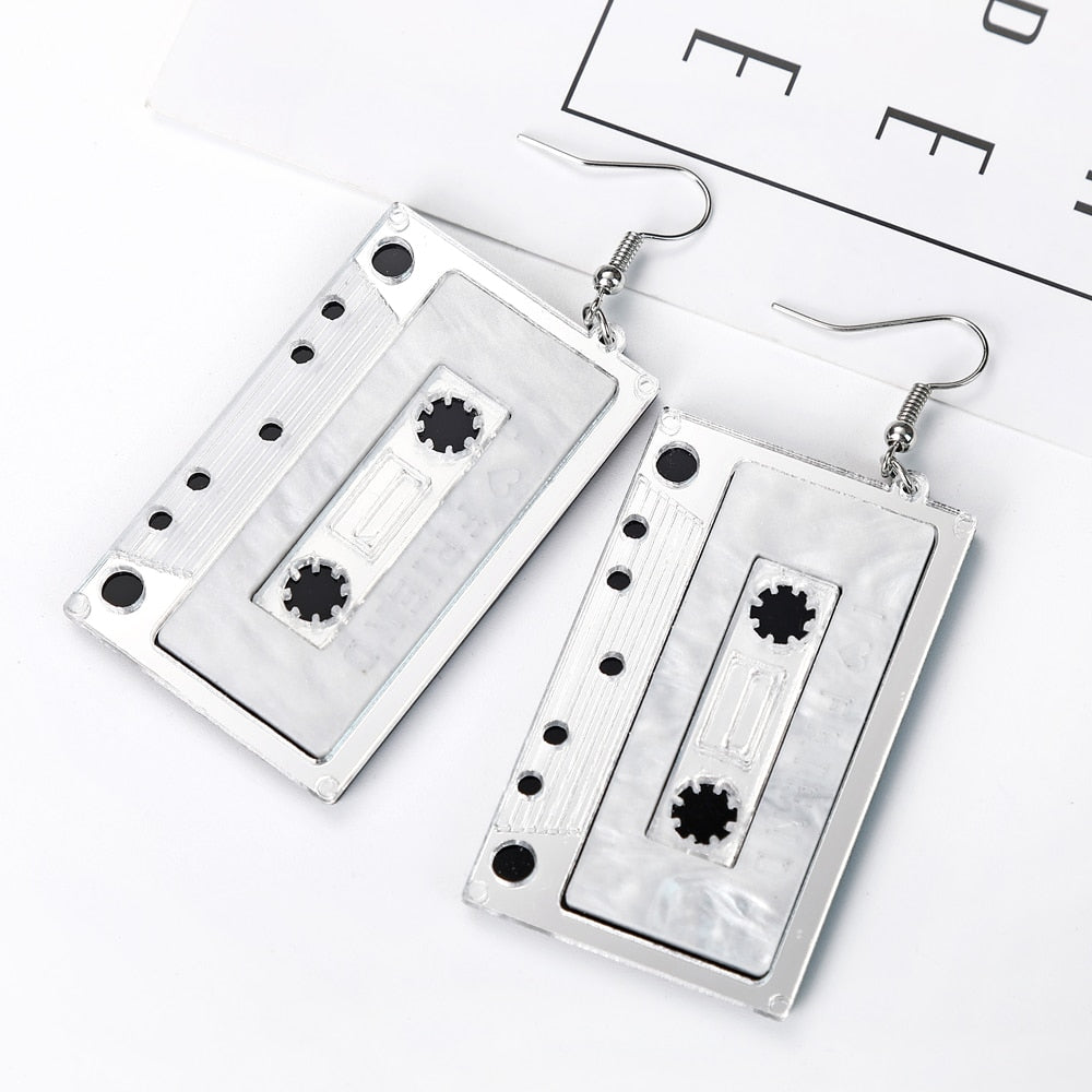 Cassette Design Dangle Earrings Women Travel Fashion Cartoon Earrings Creative