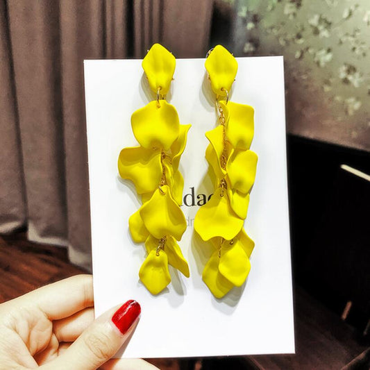 Yellow Petals Tassel Dangle Earrings Women Travel Fashion Cartoon Earrings