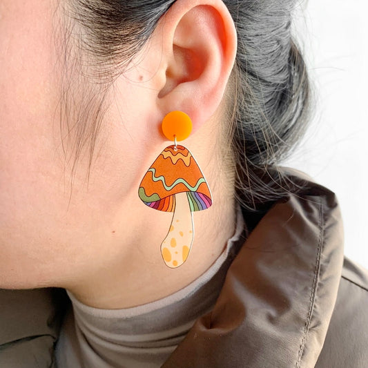 Colorful Cartoon Mushroom Drop Charm Earrings For Women Girl Fashion Modern