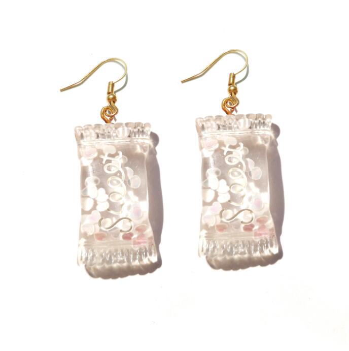 Resin Handmade Candy Wrap Drop Earrings Cartoon Art Women Party Jewelry Ear