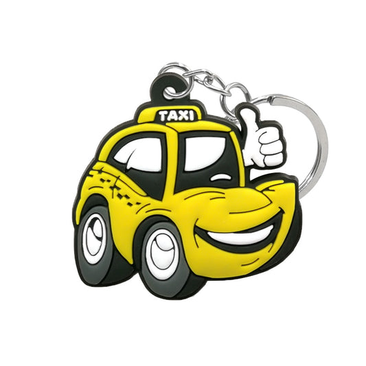 Yellow Taxi PVC Keychain Cartoon Creative Gift Key Holder Keyring Anime Souvenir