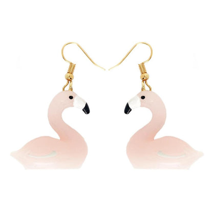 Light Pink Flamingo Drop Earrings Cartoon Art Women Party Jewelry Ear Fashion