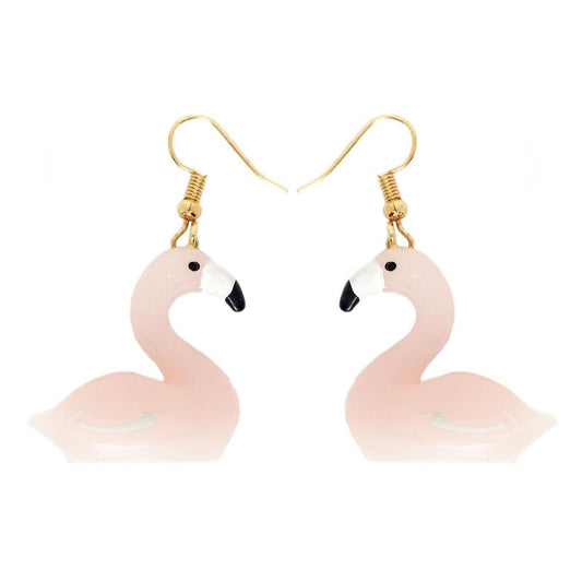 Light Pink Flamingo Drop Earrings Cartoon Art Women Party Jewelry Ear Fashion