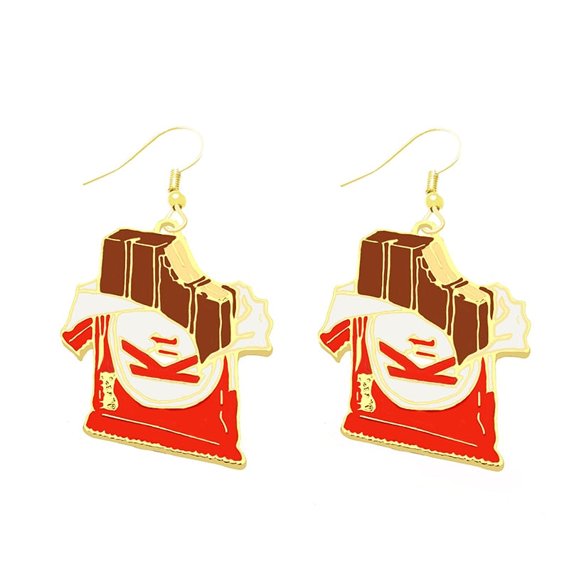 Chocolate Bar Drop Earrings Cartoon Ear Pendants Accessories Women Art Jewelry