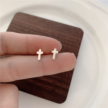 Mini Cross Stainless Steel Mini Stud Earring Ear Piercing Modern Jewelry