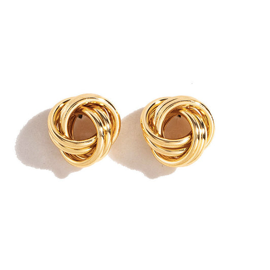 1pair Metal Link Stud Earrings for Women Girls Ear Studs Jewelry Gift Fashion