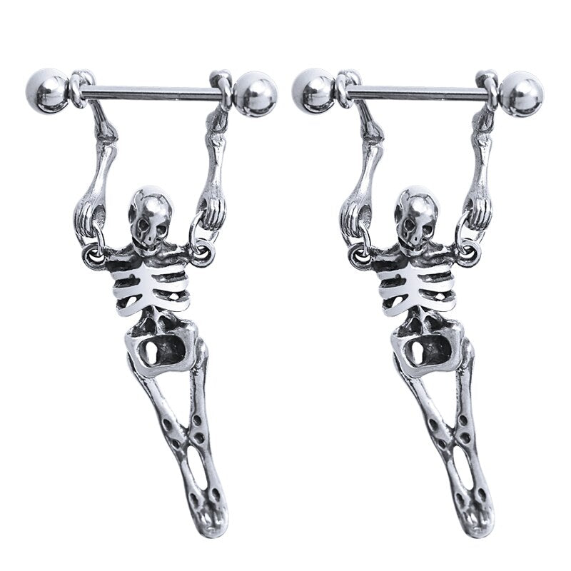 Skeleton with Barbell Design Drop Earrings Fashion Women Summer Party Jewelry