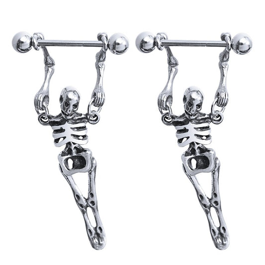 Skeleton with Barbell Design Drop Earrings Fashion Women Summer Party Jewelry