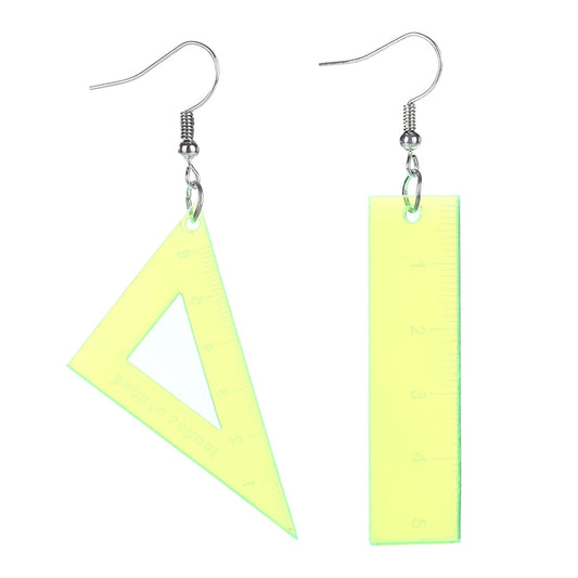 Yellow Ruler Drop Earrings Female Travel Cartoon Earrings Creative Art Jewelry