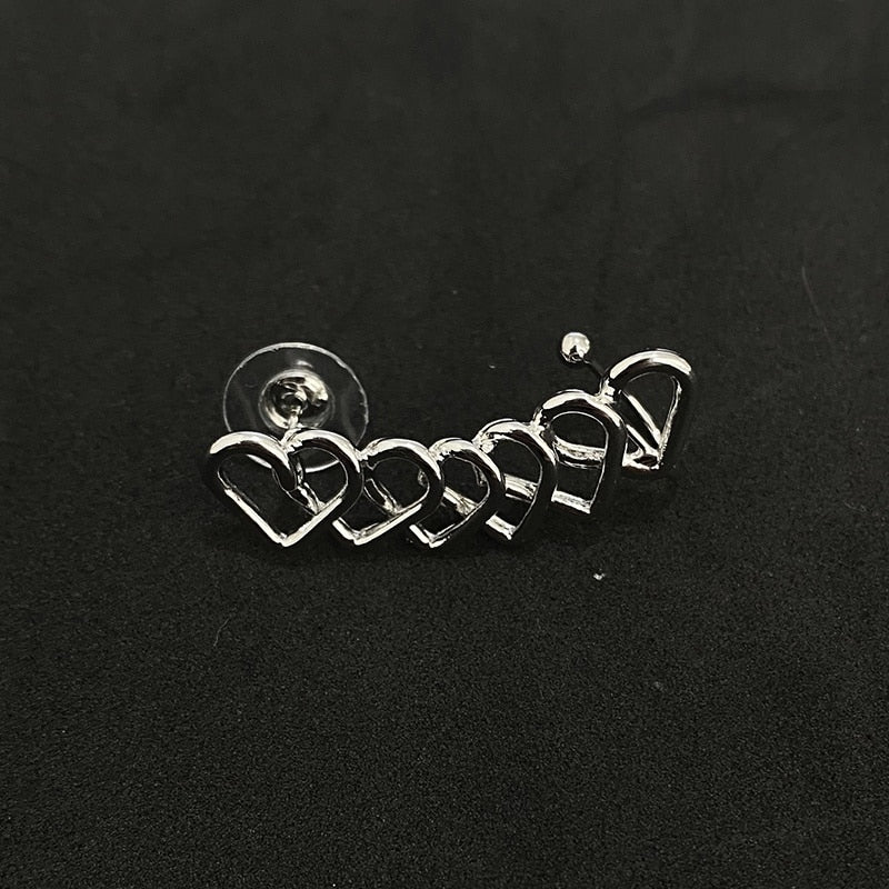 Fashion Hollow Stitching Love Earrings For Women Silver Needle Ear Bone Clip