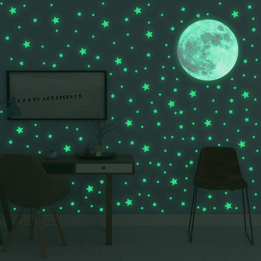 Luminous Moon Stars Wall Stickers for Kids room Bedroom Decor Glow in the dark