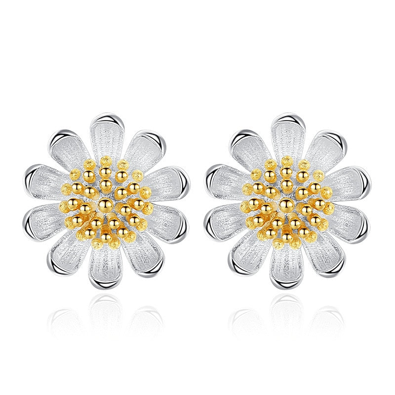 Yellow Detail Flower Earring Studs Ear Earrings Jewelry Accessories Birthday