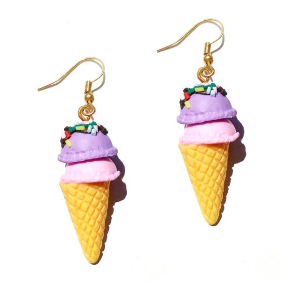 Purple Pink Resin Handmade Drop Earrings Cartoon Art Women Party Jewelry Ear