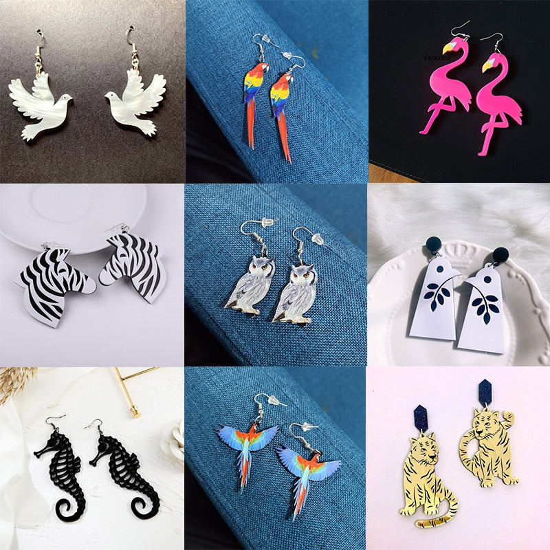 27 Styles Animals Birds Drop Earrings Cartoon Art Women Party Jewelry Ear