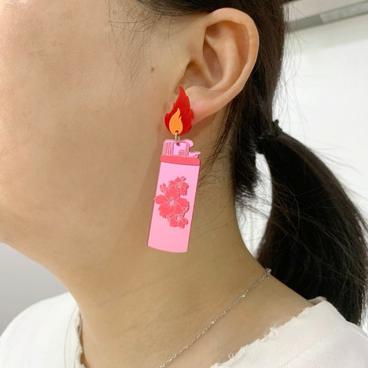 Pink Flame Flower Drop Dangle Earrings Trendy Women Fashion Earrings Jewelry